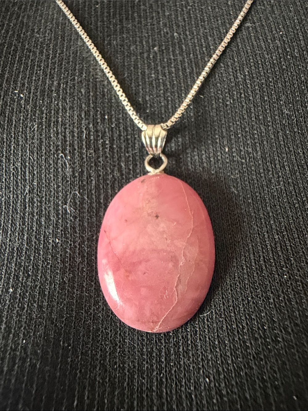 Vintage 925 sterling silver necklace with natural pink gemstone